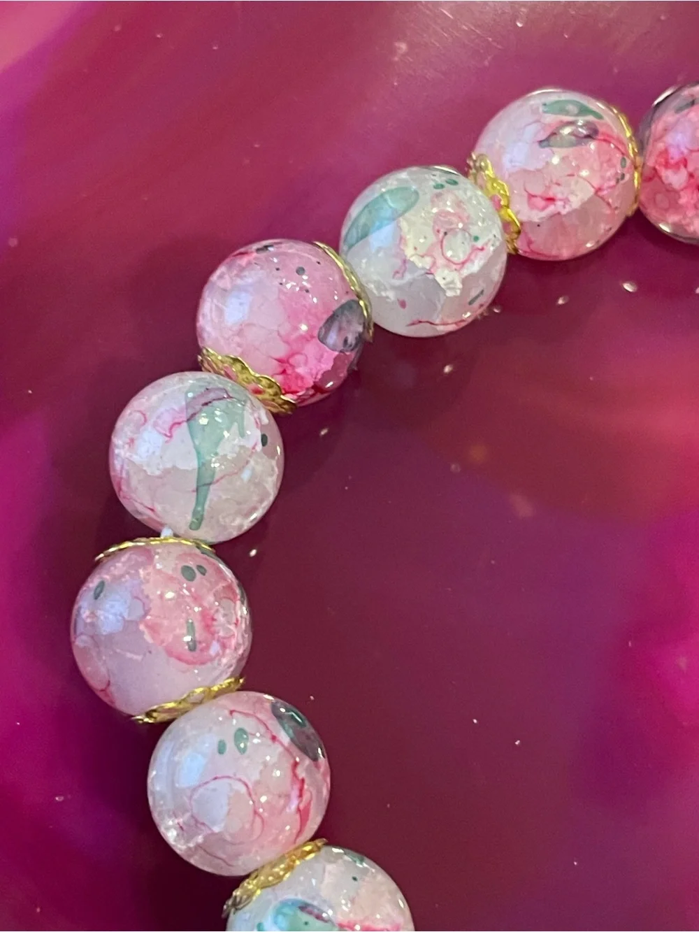 Dyed Quartz Stretch Bead Handmade Bracelet #5024